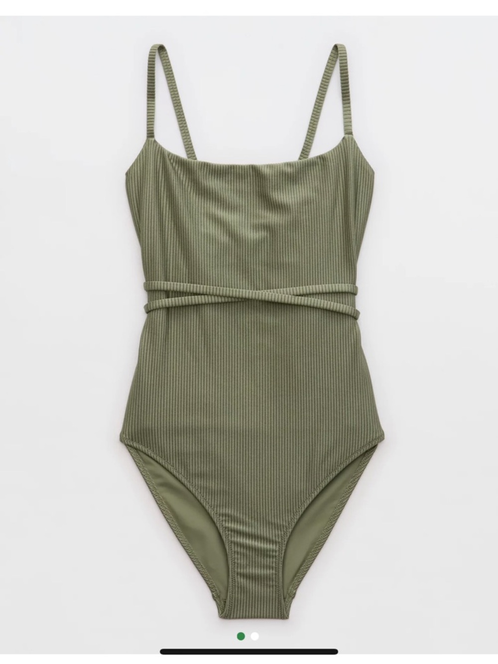 American Eagle Outfitters Olive Green Ribbed One-Piece Swimsuit XXL